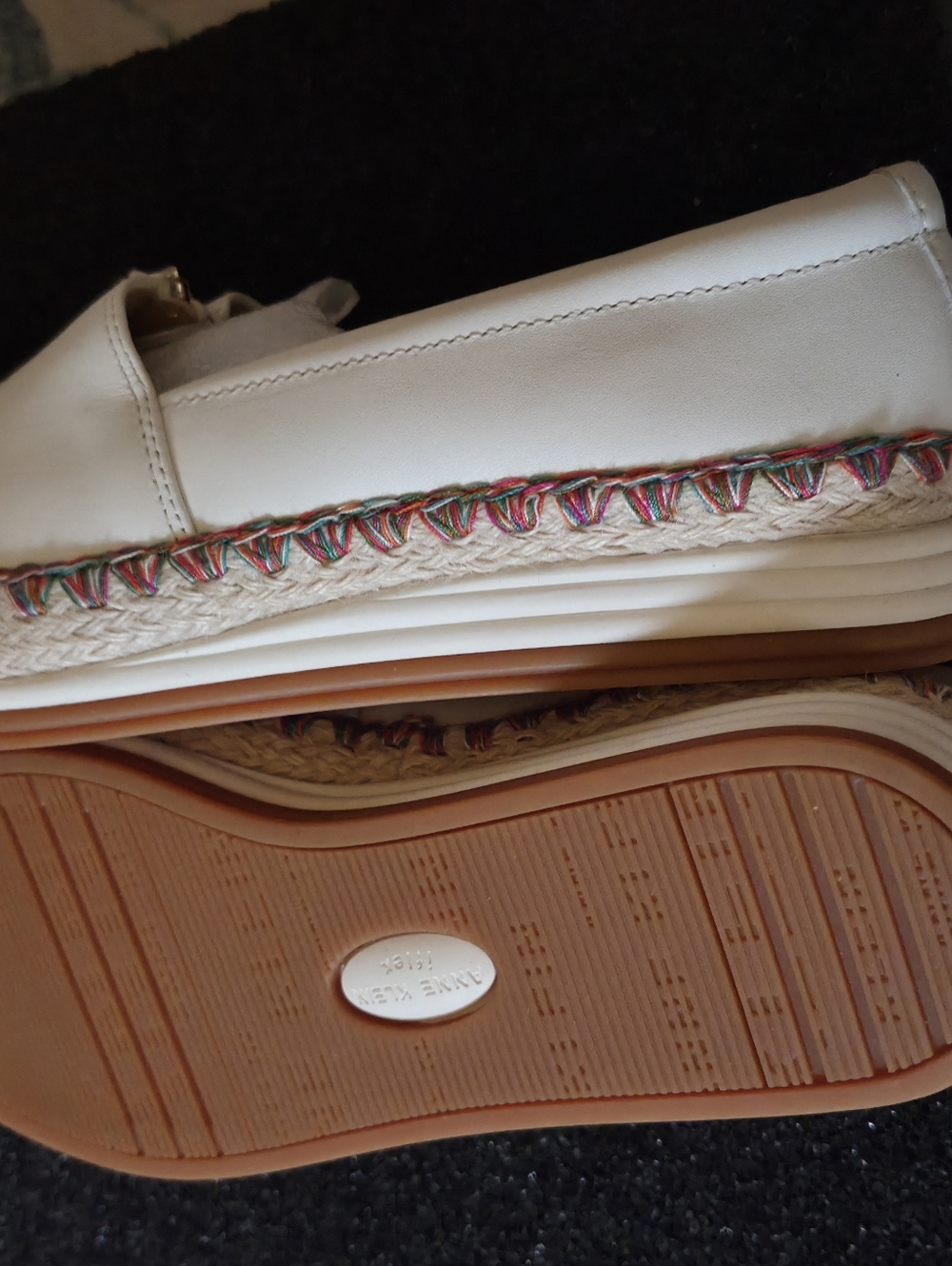 NWOB Anne Klein Jax Leather Zip IFlex Espardrilles w/Multi Color Stitching - Picture 4 of 8
